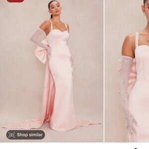 Oliva Satin Gown in blush prom or wedding